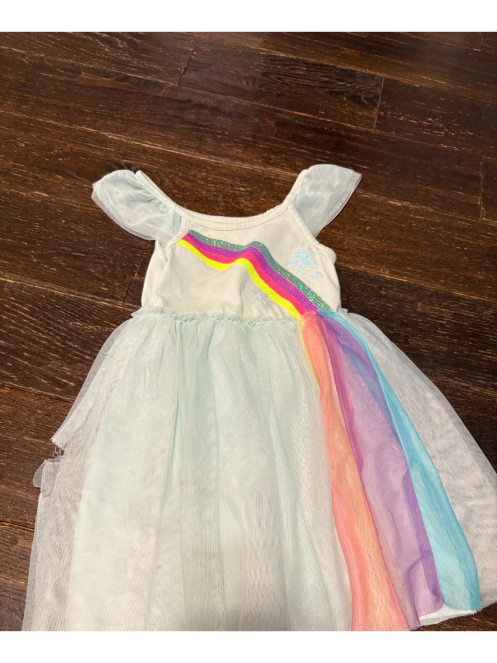 Girls Rainbow Tulle Dress - Pastel Multicolor